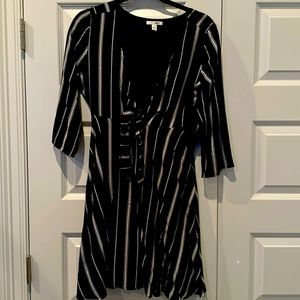 Black and white striped mini dress